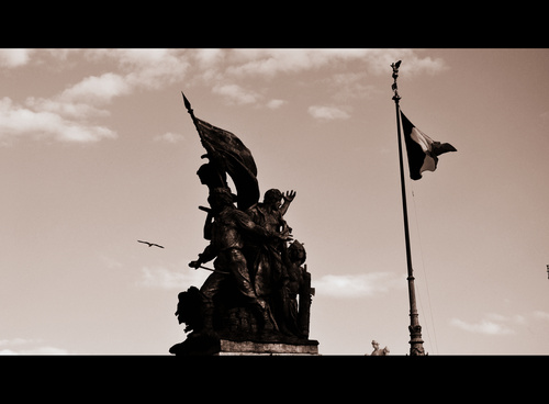 Bronze statue at The Piazza Venetia in Rome